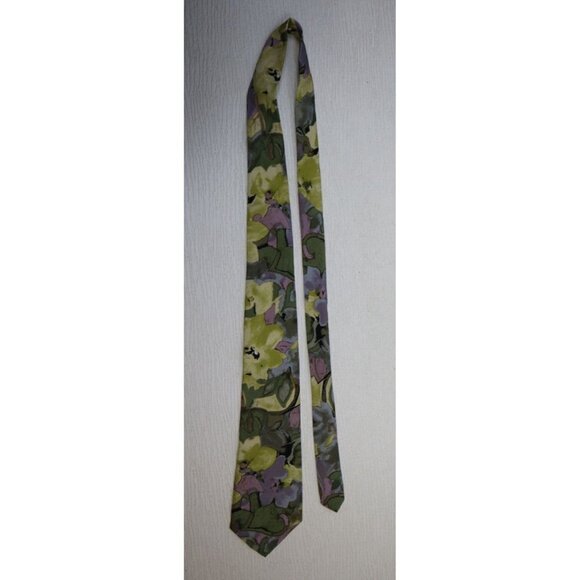 GALASSIA - MEN'S GREEN AND PURPLE PRINT PRINT TIE - Picture 4 of 8